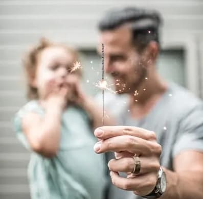 Father and child laughing