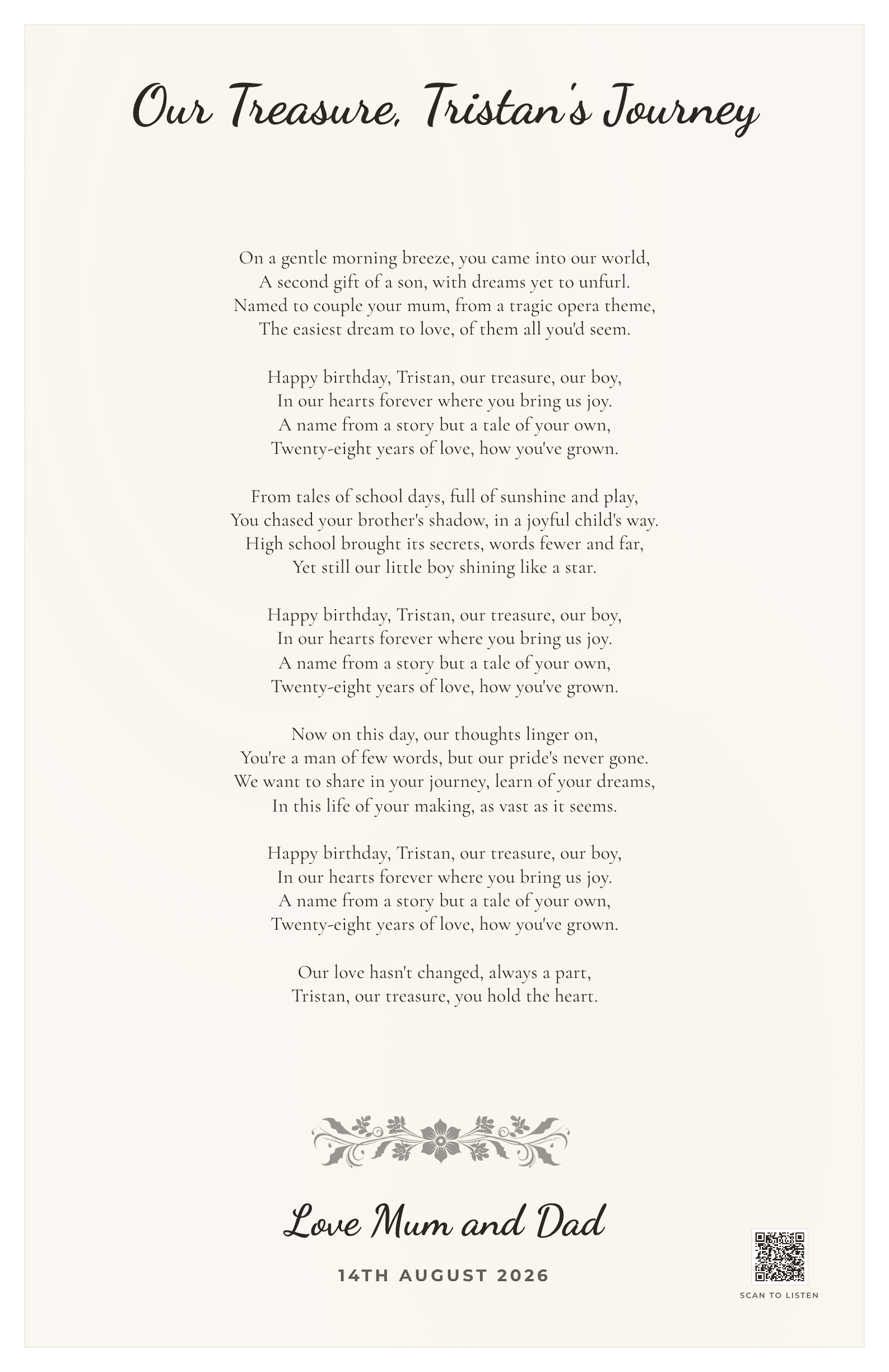 Our Treasure, Tristan's Journey